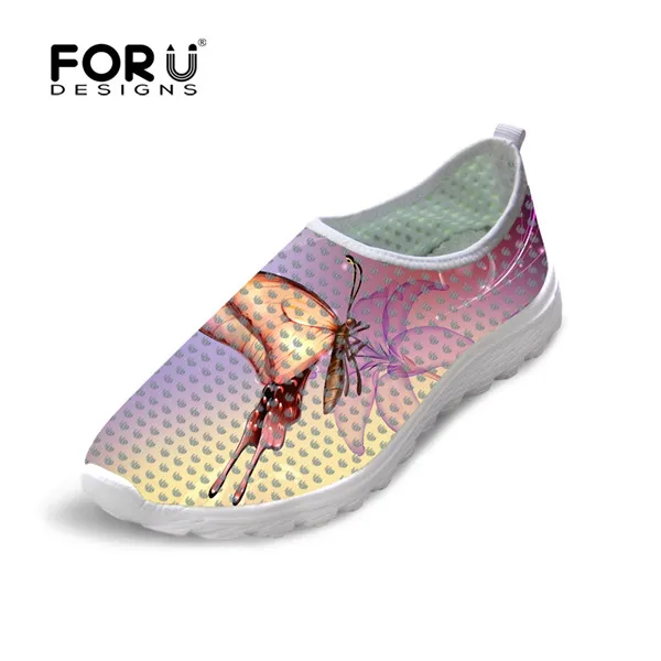 H2768AA FORUDESIGNS/Женская обувь с принтом бабочки; сетчатая обувь на плоской подошве для женщин; Повседневная летняя дышащая обувь без шнуровки; Легкая женская обувь; Sapato - Цвет: H2768AA