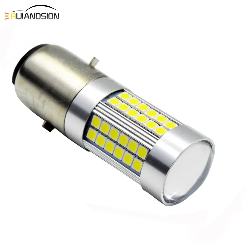 BA20D светодиодный Sam'sung 3030 66smd Мотоцикл Велосипед Hi/Lo Биксеноновая лампа для фар DC 6 в 12 В 6000-6500 к ксенон белый 1000LM