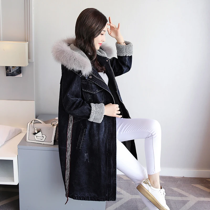 Chaud Coton Ouatée Vêtements D'hiver Manches Hiver Manteau Veste Femme Vestes Femmes Denim Mode Longues 2018 À Slim New RnqBv4