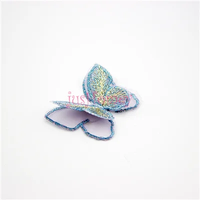 10 шт шикарная бутиковая вышивка шифон бабочка аппликация 2,1" двухслойные красочные нашивки «бабочки» для DIY одежды, ювелирных изделий - Цвет: COLOR 9