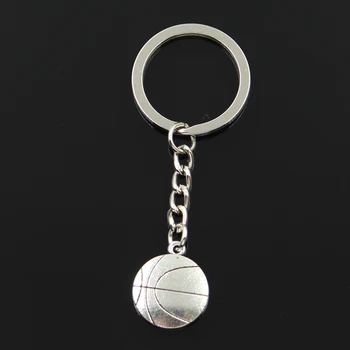 

Fashion 30mm Key Ring Metal Key Chain Keychain Jewelry Antique Silver Color Plated Double Sided Basketball 18x21mm Pendant