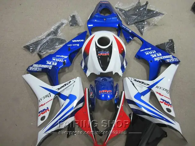 Branco Azul Para Honda Carenagens Cbr600rr Cbr 600rr 2007 2008 07 08