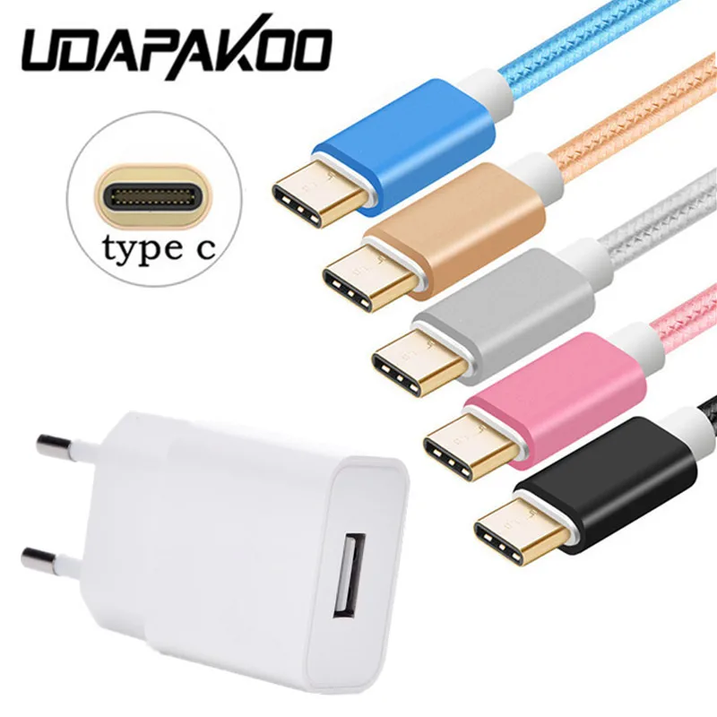 

For Samsung Galaxy S9 A3 A7 A5 2017 HTC 10 EVO U11 cool 1 Travel EU Plug Charger Adapter 2m Short Quick charge USB Type C Cable
