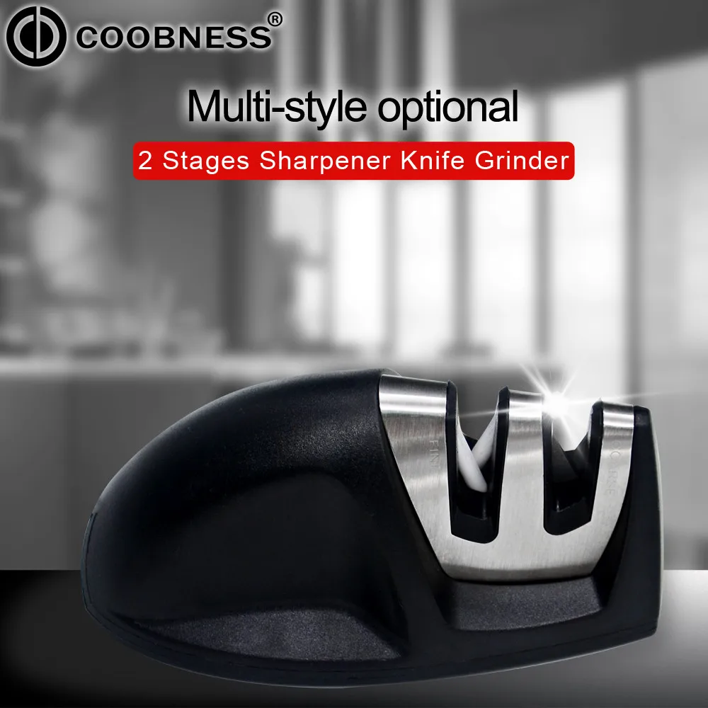 

COOBNESS Knife Sharpener Tool 2 Stages Professional Kitchen Knife Sharpening System Fit all Size Stainless Steel&Ceramic Knives
