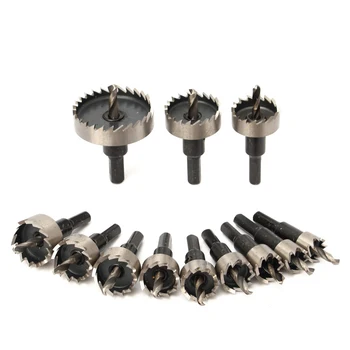 

Wholesales! 12pcs 15-50mm HSS Hole Saw Cutter HSS Drill Bits Set Wood Drilling Hole Cut Tool for Installing Locks 15mm - 50mm