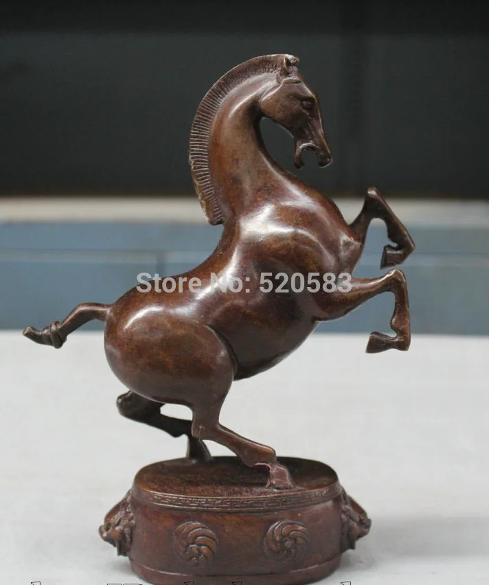 

free 10" China Chinese Fengshui Bronze Zodiac Year Horse stepping on a drum Statue fast