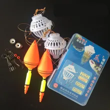 2 в 1 Морской рыболовный снасти крючок для наживки набор с форель-Крючок-мушка клетка пространство бобы распределительная Платина соединитель и поплавок комбинация