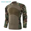 WOLFONROAD Men Army Green Rip-stop Tactical T Shirts Long Sleeve Camouflage Hiking T-Shirt Autumn Hunting Paintball Clothing ► Photo 3/6