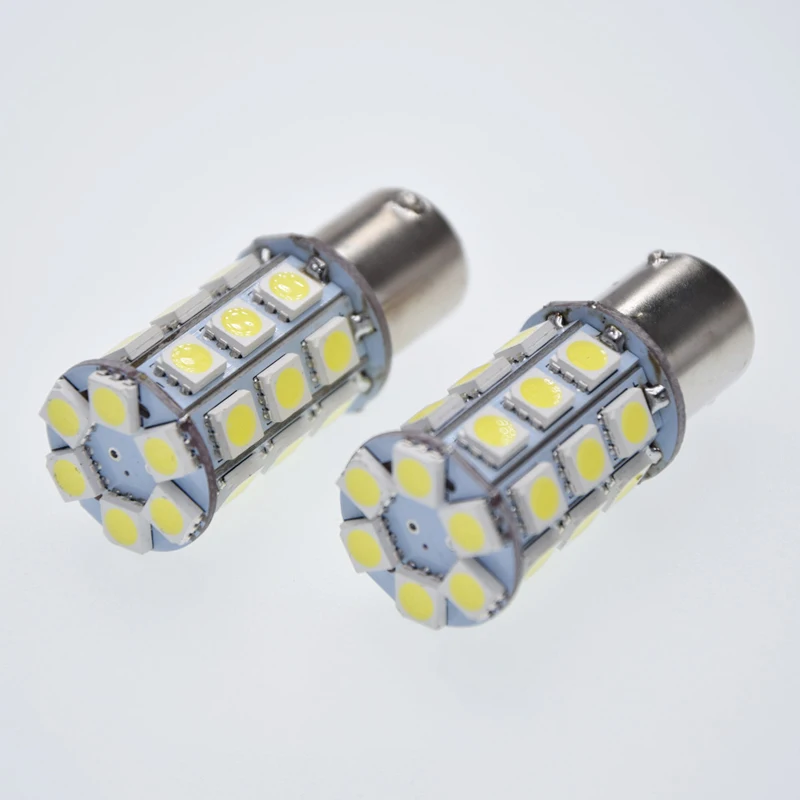 1 шт./лот 1156 BA15S S25 лампы светодиодный светильник 27 SMD 5050 P21W тормозной фонарь светильник лампа белый 6000K 6 В постоянного и переменного тока с бесплатной доставкой