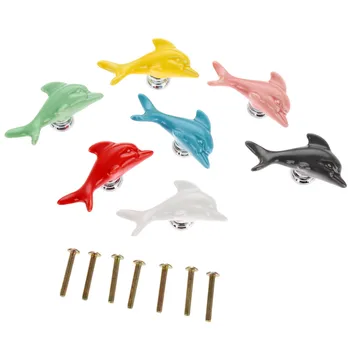 1Pc Dolphin Ceramic Knob Furniture Handles Wardrobe Door Pull Drawer Kitchen Cupboard Handle Cabinet Knobs and Handle Home Decor