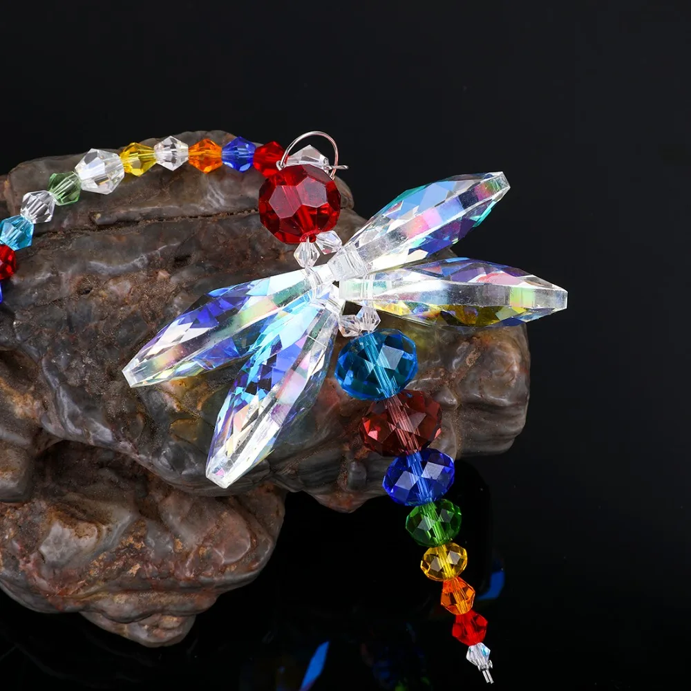 H&D Multi Hanging Window Dragonfly Pendant Rainbow Maker Crystal Suncatcher Feng Shui Home Window Decor Christmas Birthday Gifts