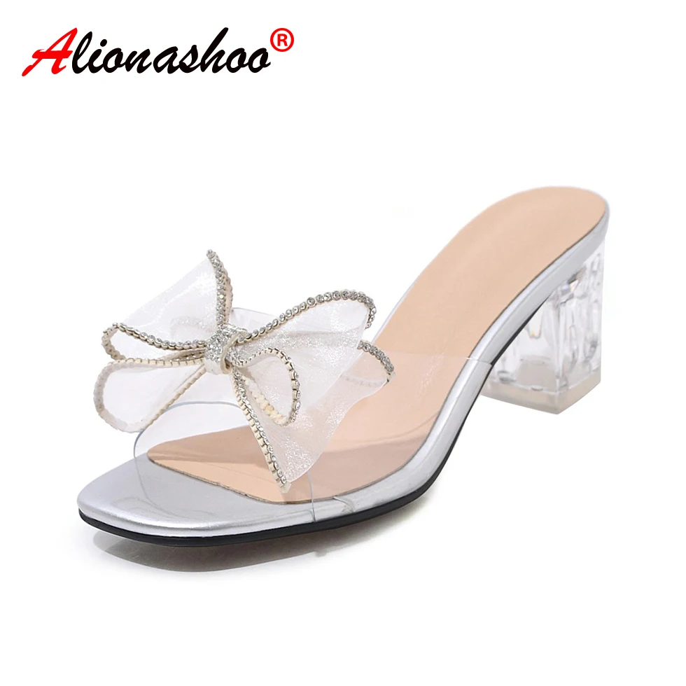 

2019 Summer Slippers Nightclub Sexy High Heels Wedding Shoes Slippers Fine With Platform Sandal Heels black Large Size 34-48
