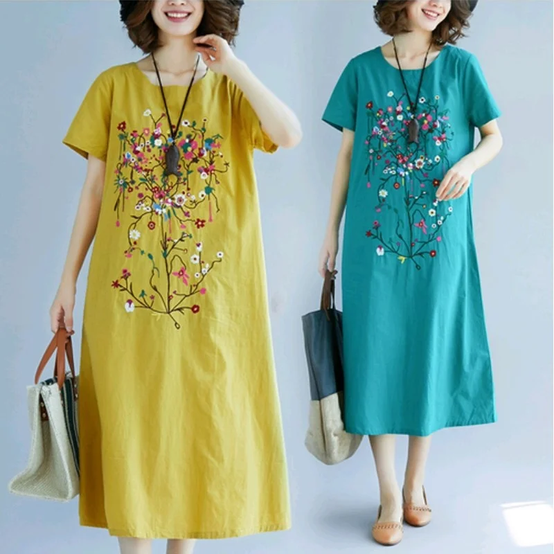 Желтое китайское платье летнее платье винтажное женское платье с коротким рукавом и круглым вырезом ретро платье миди элегантное китайское платье es TA1645