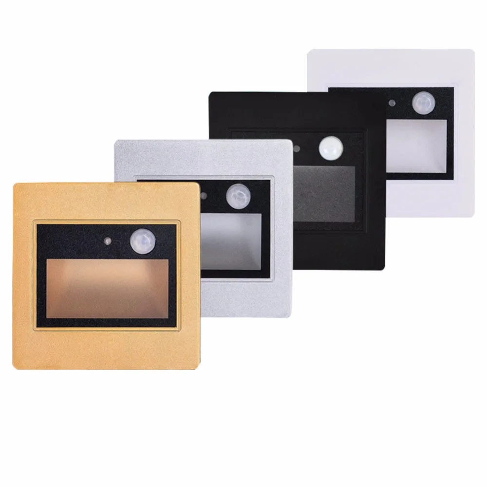 

100pcs Indoor PIR Motion+ Light Sensor Led Stair Light Infrared Human Body Induction Lamp Recessed Steps Ladder Wall Lamps