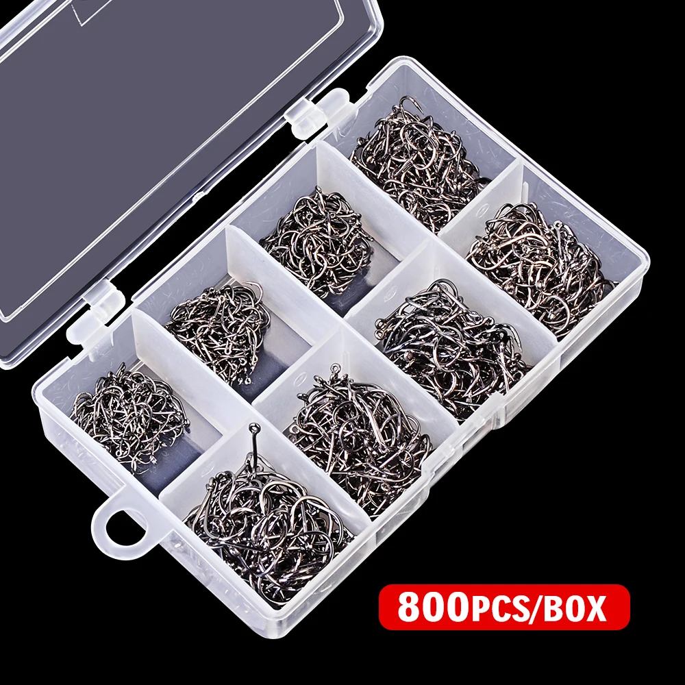 

800Pcs/Box fishhook 3#-10# single hook High Qulity Fishing Hook Jig Big Hook