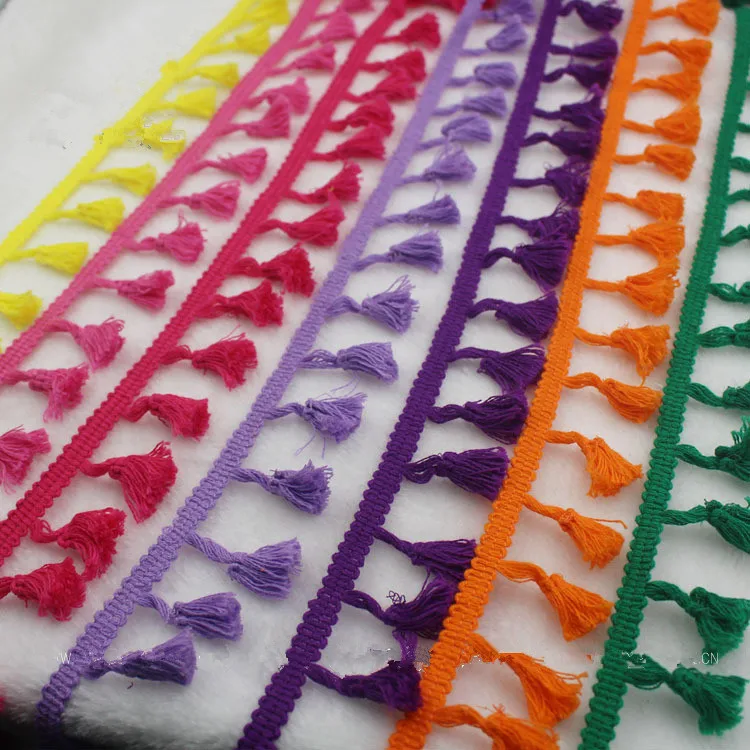 

5Meters Rainbow Cotton Lace Tassel Trim Fringe Hanging Fabric Ribbon Handmade Sewing Curtains Wedding Party Accessories