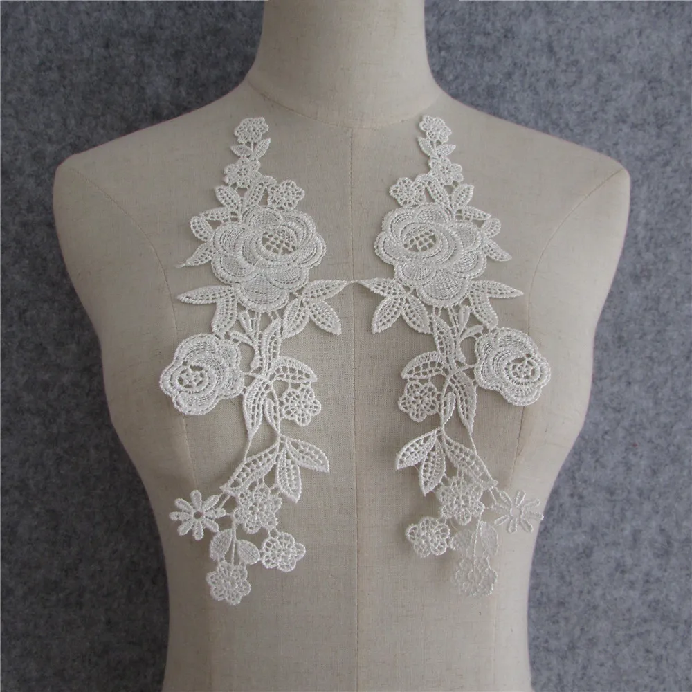 

a pair sale sewing lace fabric decorate neckline applique lace collar Venise DIY trim fashion costume craft supplies YL1009