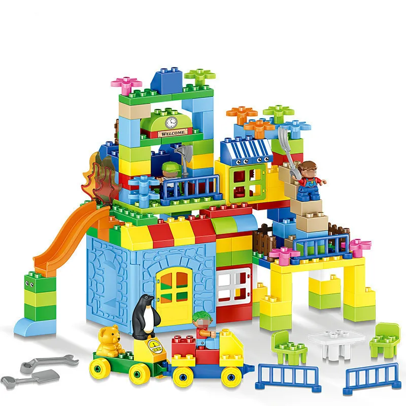 

Big Size Building Blocks 160pcs Amusement Park Model Building Toys Large Size Kid Educational Toy Compatible with Legoed Duploed