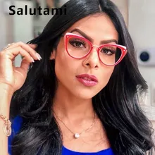 Заклепки оправа для очков в стиле кошачьи глаза для женщин роскошный бренд красные черные очки прозрачные компьютерные оттенки прозрачные линзы близорукость очки