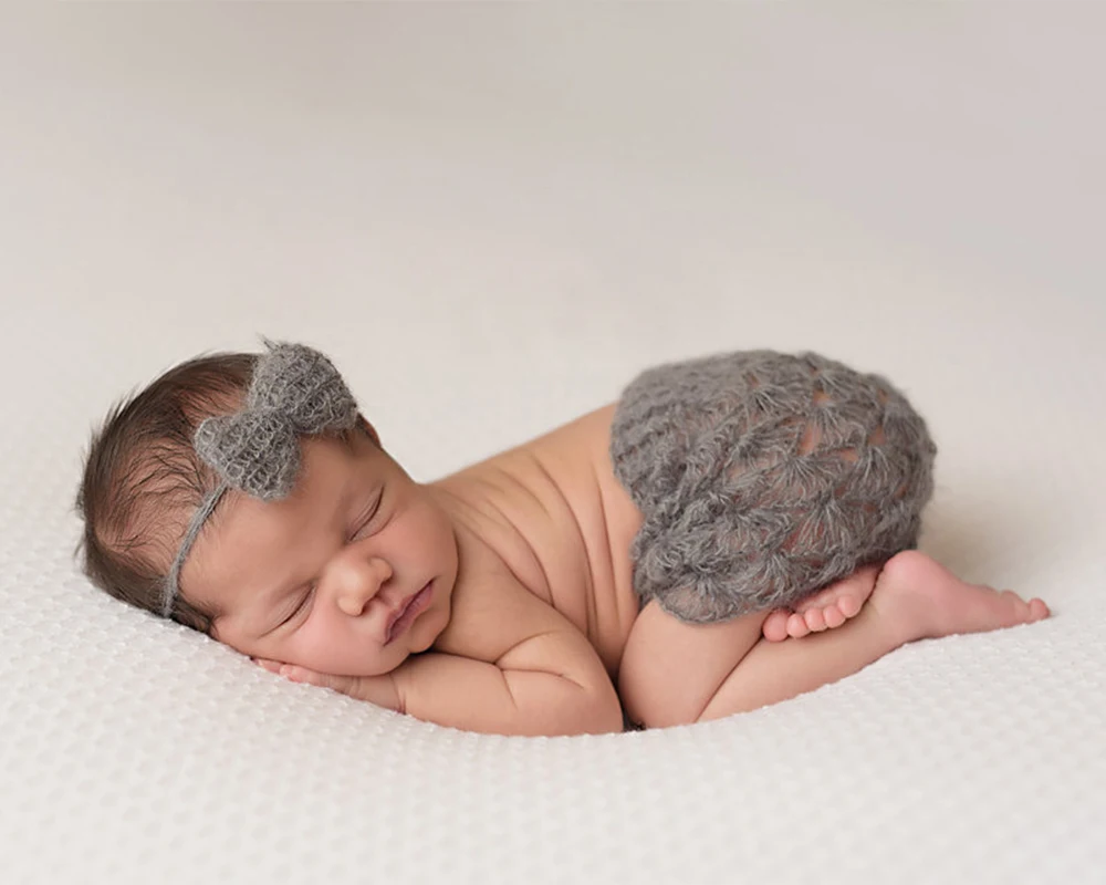 Детские фотографии реквизит для новорожденных, мохер верхний трикотаж бант повязка на голову новорожденный фотография Реквизит младенческой наборы для фотосессии малышей съемки