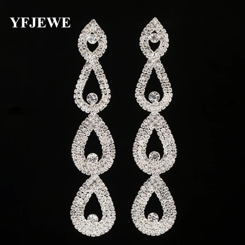 YFJEWE New Design Christmas gifts Fashion luxury crystal drop earrings for women jewelry rhinestone women long earring #E430