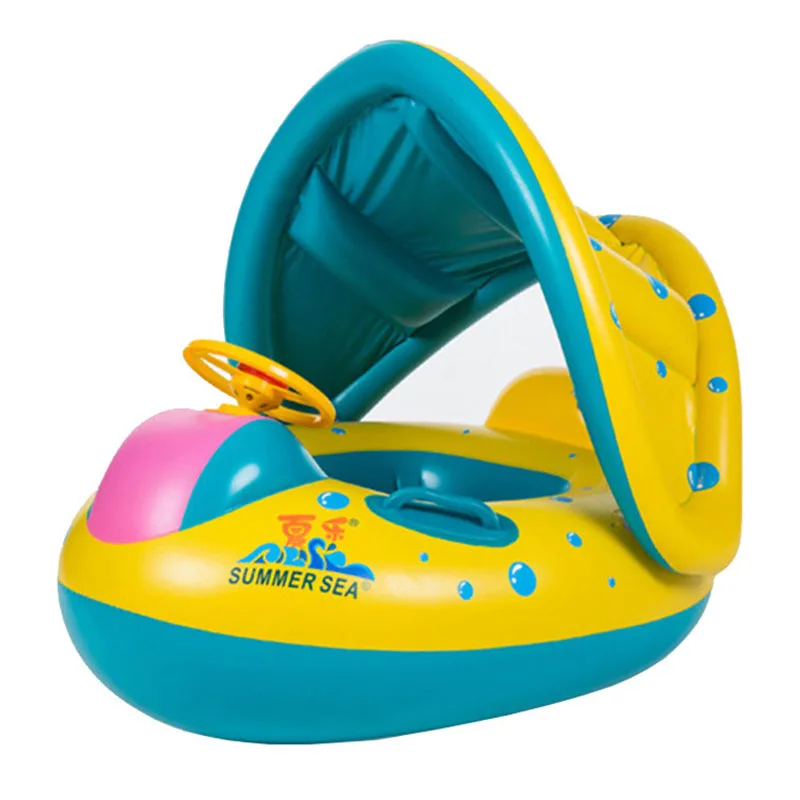 Baby safe надувной бассейн кольцо с крышкой ПВХ младенческой плавательный Фоат съемный Зонт сиденье бассейн summerl воды игрушки для детей