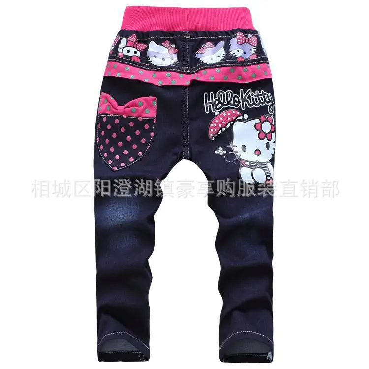 Free-shipping-korean-childrens-clothing-hello-kitty-girls-jeans-for-kids-wholesale-and-retail-2