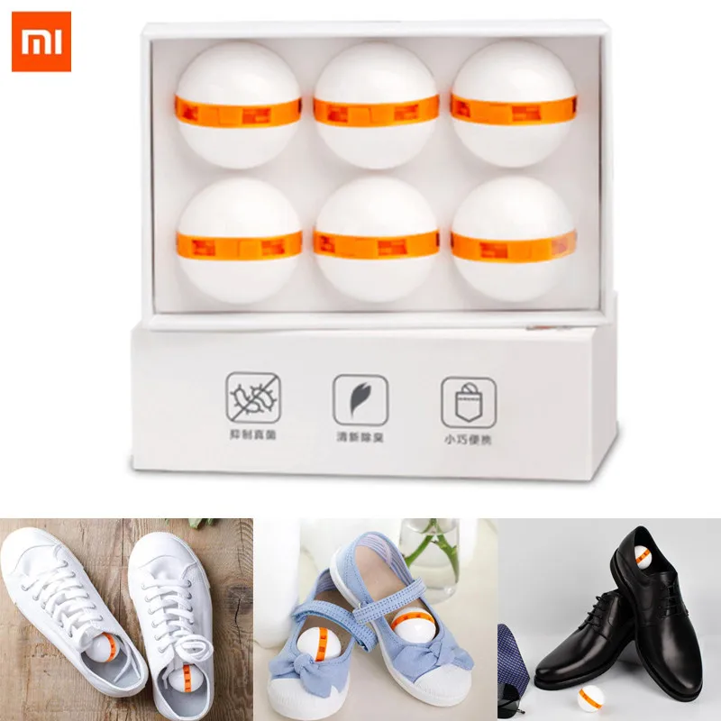 6 قطعة Xiaomi Mijia النظيف أعذب مزيل العرق الجاف مزيل الرائحة تنقية الهواء التبديل الكرة الأحذية مزيل الرائحة كرات للأحذية