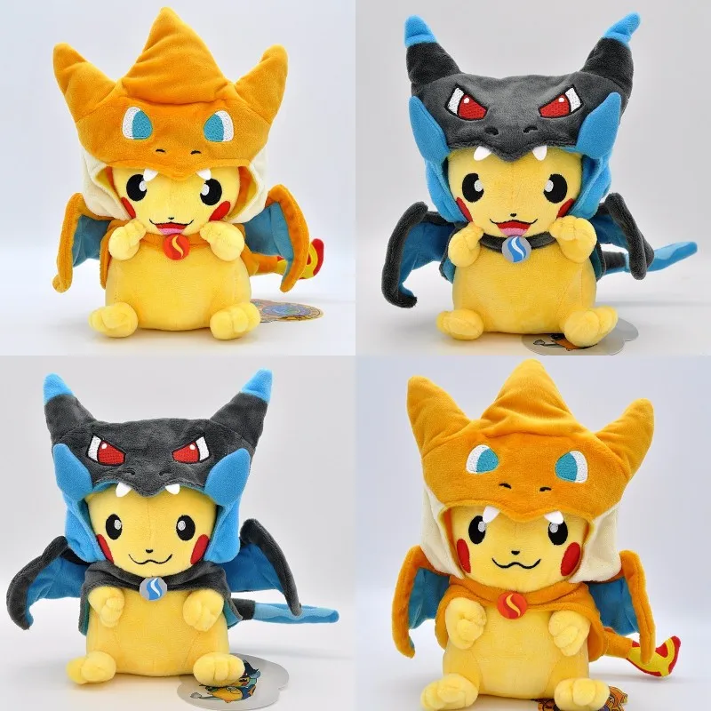 Takara Tomy Покемон 23 см Мультяшные плюшевые игрушки Пикачу Косплей Мега шаризард