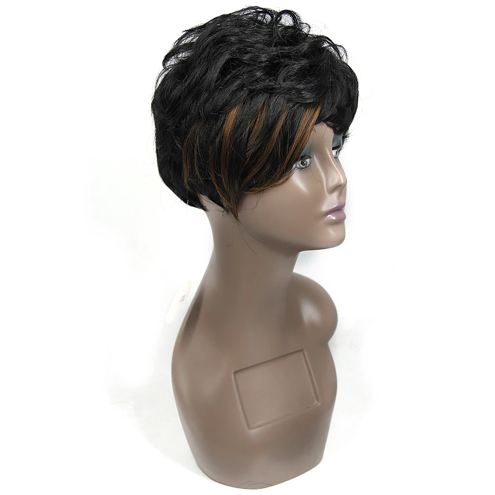 Короткий черный кудрявый парик с челкой синтетический термостойкий волоконный многослойный парик для черных женщин натурального цвета Aimee