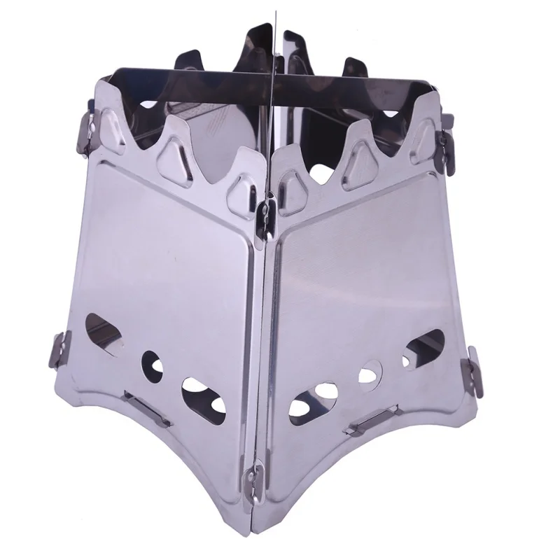 

Outdoor Portable Wood Stove Backpacking Survival Wood Burning Camping Stove Stainless Steel Lightweight Folding Pocket StovesNEW