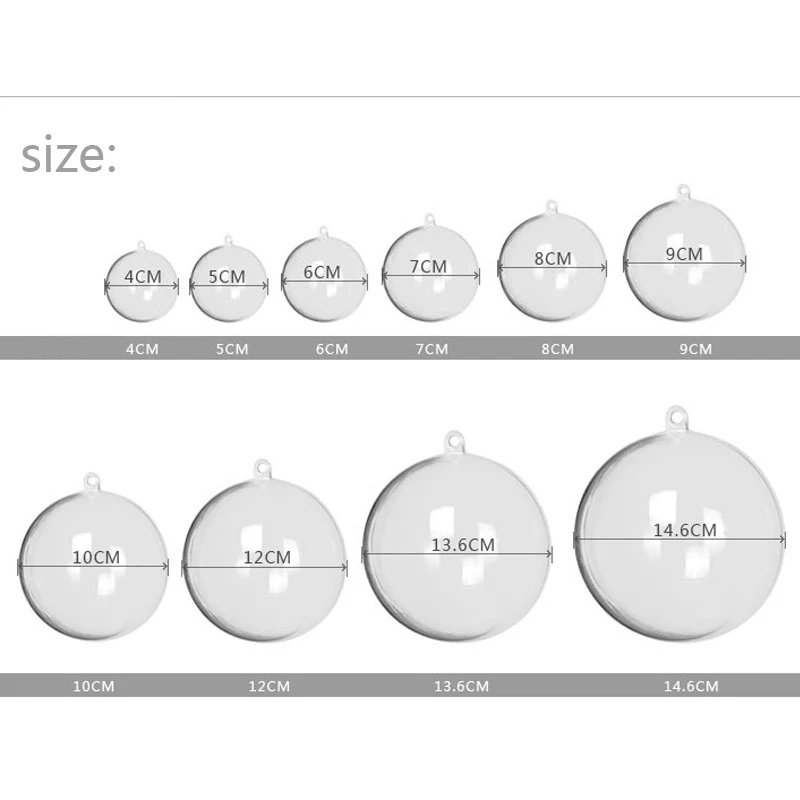 10 шт./партия, рождественские украшения, шар, прозрачный открытый пластиковый прозрачный орнамент, круглые украшения, рождественские принадлежности
