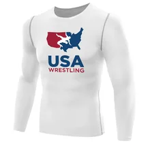 Мужская компрессионная Футболка США рубашка для занятий борьбой ко рубашки быстросохнущая футболка Фитнес футболки для мальчиков Базовая Слои Мышцы топы Бодибилдинг