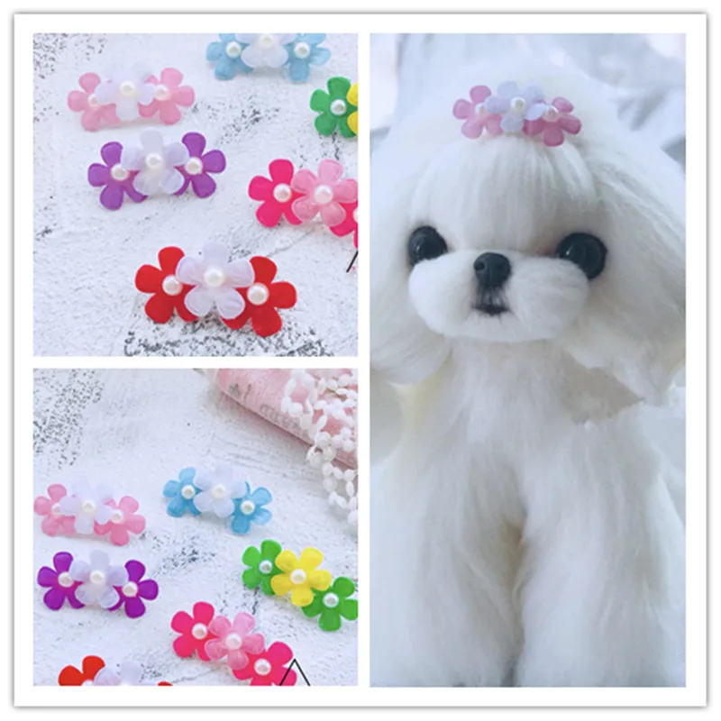 

Pet Hair HirpinHandmade pet tiara Dogs head flower Teddy Yorkshire Maltese Cats Grooming Accessories Clips hairpin 20pcs/lot