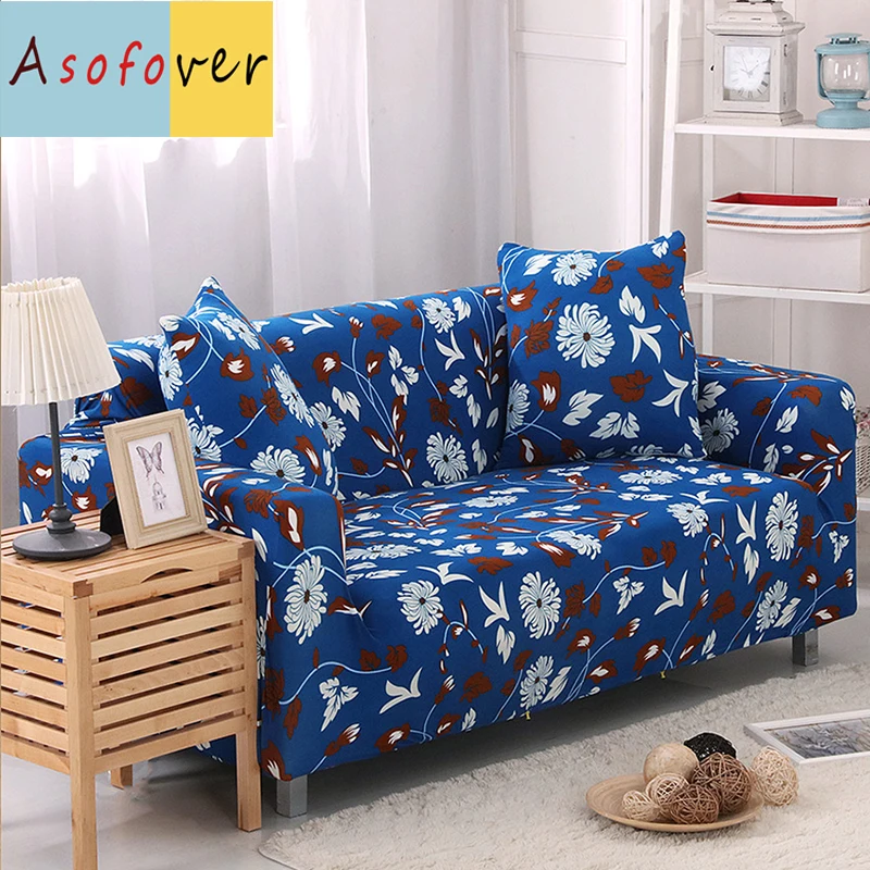 Asofover Clear Floral Plant Sofa Cover Elastic Sofa Slipcover Stretch