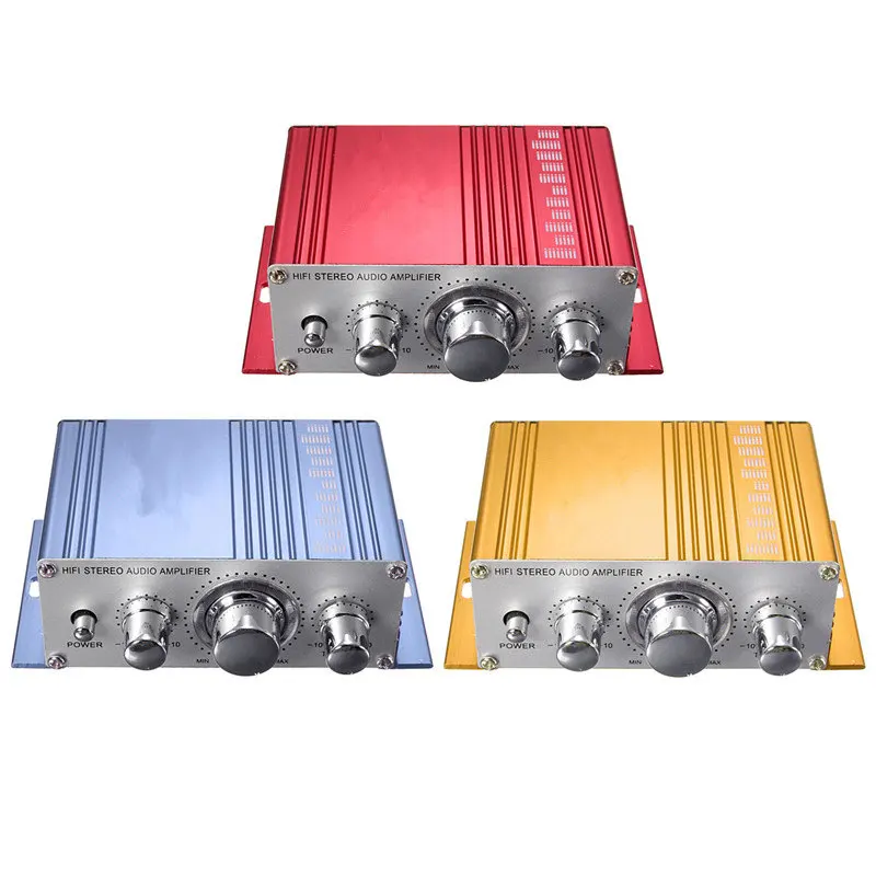 12 V Venta caliente Mini Hi-Fi Stereo amplificador de Audio MP3 Auto 2 Cananal estéreo DVD altavoz Azul Rojo amarillo