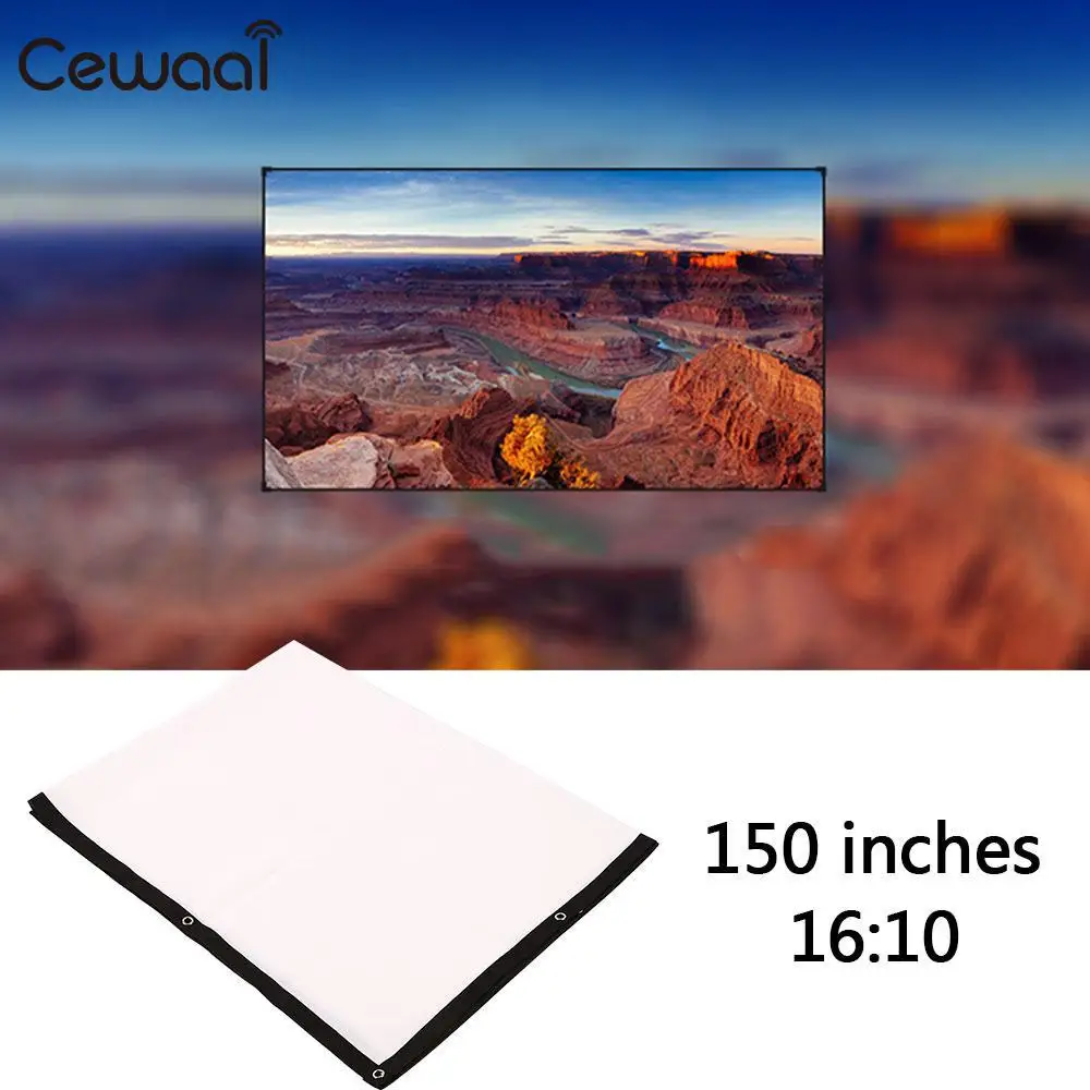 Cewaal Портативный 150 дюймов 16:10 проектор БЕЛЫЙ Проекционный экран для HD проектор домашний кинотеатр кино вечерние для внутреннего и наружного