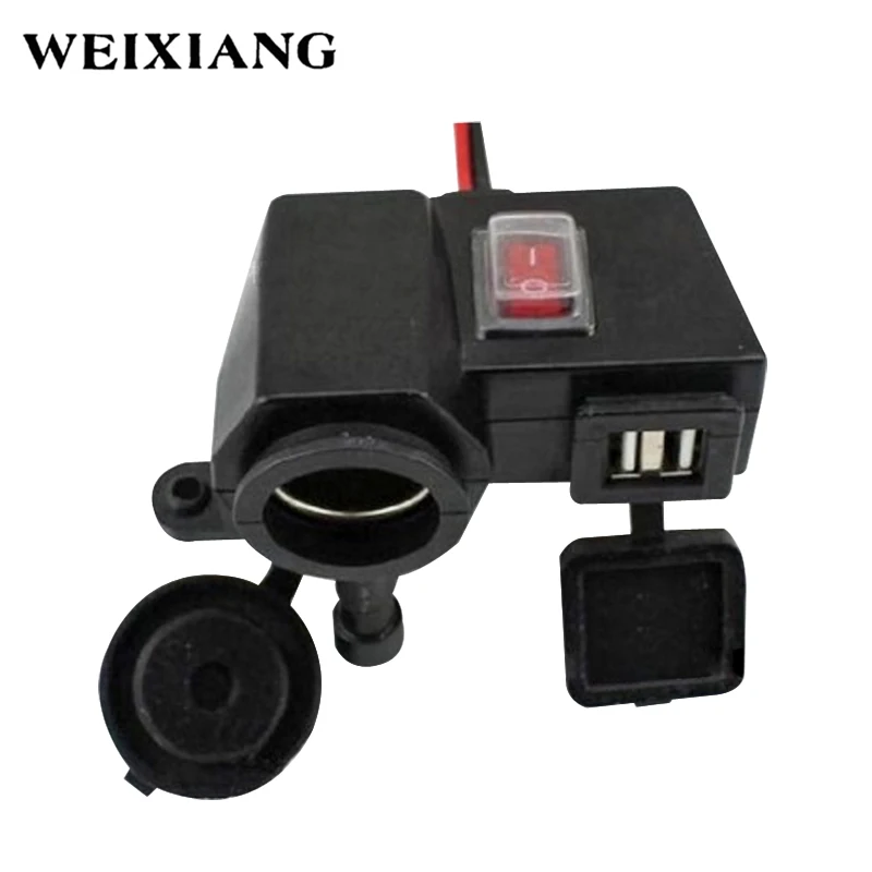 

22mm 25mm USB Motorcycle Charger Cigarette Lighter Waterproof Power Socket Outlet with Switch Vehicle-mounted Power Supply