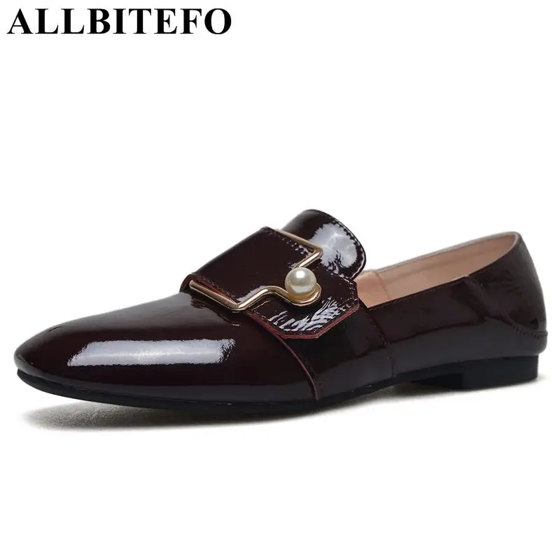 

ALLBITEFO brand soft natural genuine leather women flats fashion casual girls walking shoes ballet flats spring flat iron