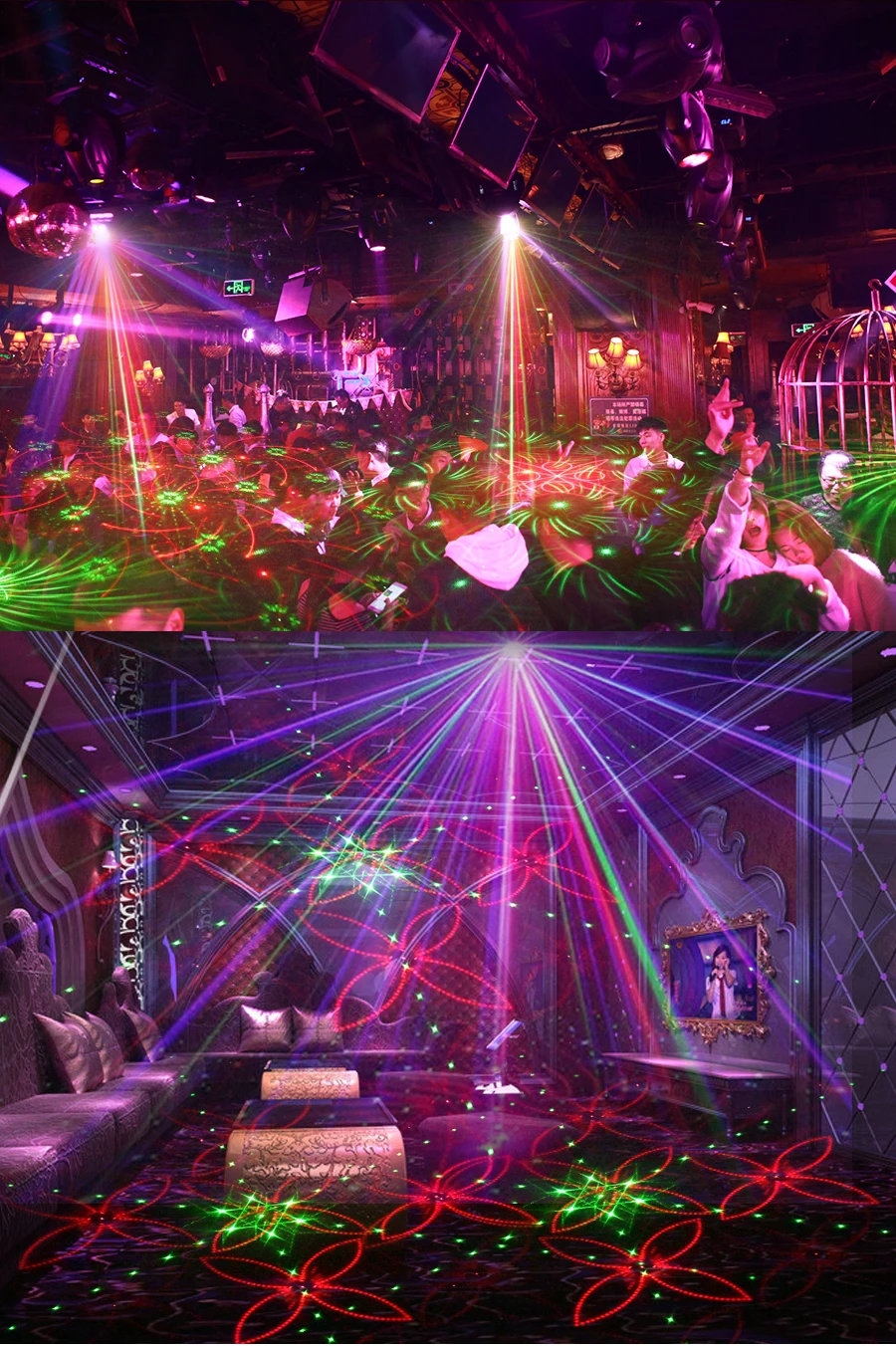 Лазерные огни светодиодный проектор 96 моделей DJ вечерние сцены освещение 5 источников диафрагмы линзы красный зеленый синий Авто Звук Активированный