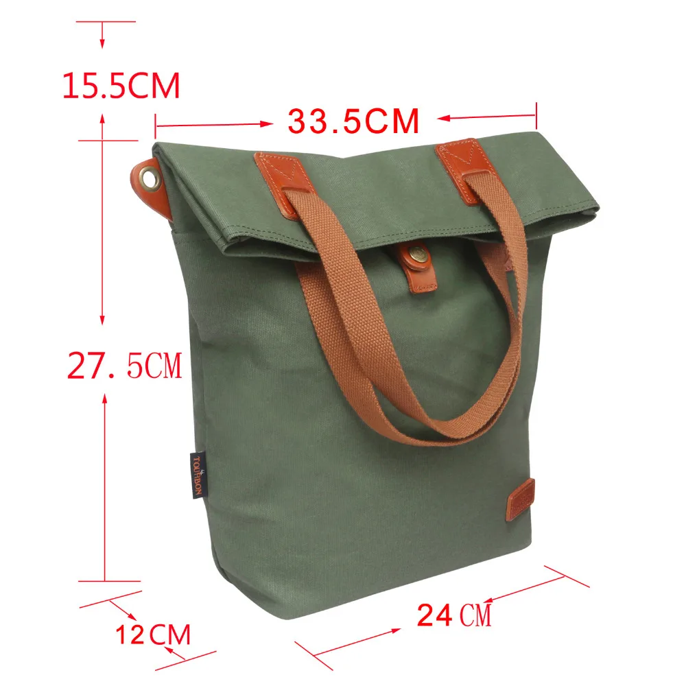Sale Tourbon Retro Bicycle Bag Bike Rear Seat Carrier Bags Vintage Cycling Pannier Bags Pack Green Waxed Canvas Waterproof Pouch 4