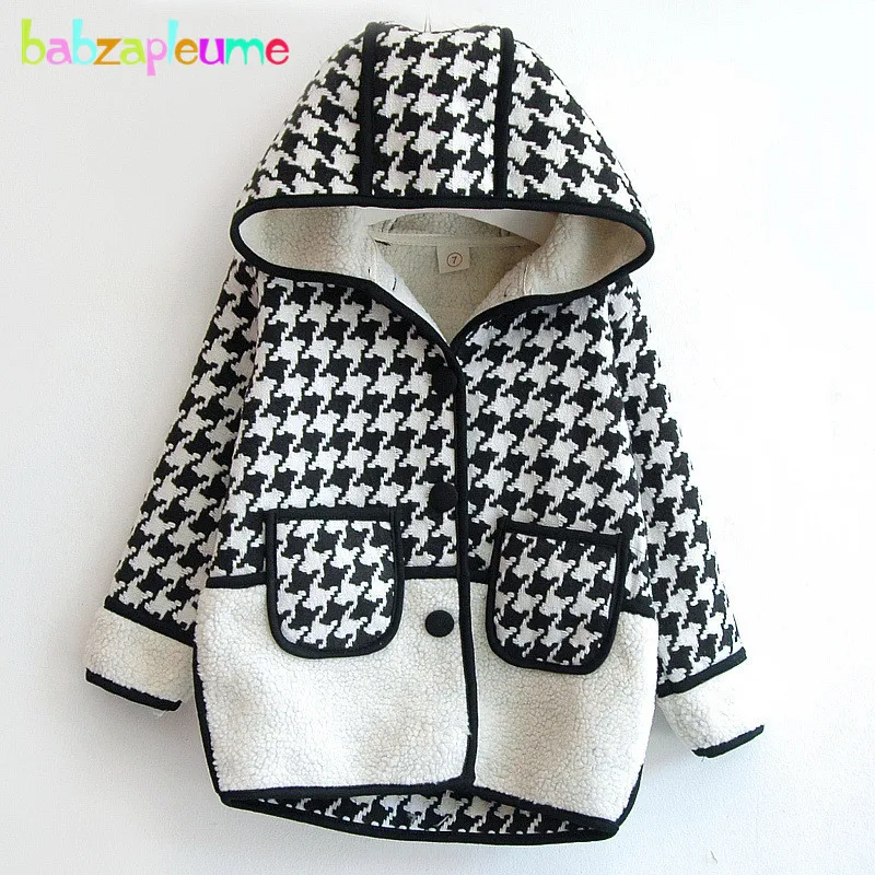 

2016 Winter Kid Hooded Jacket Fashion Plaid Girls Coat Woolen Thicken Girl Outerwear Baby Clothing Children Clothes Toddler A022
