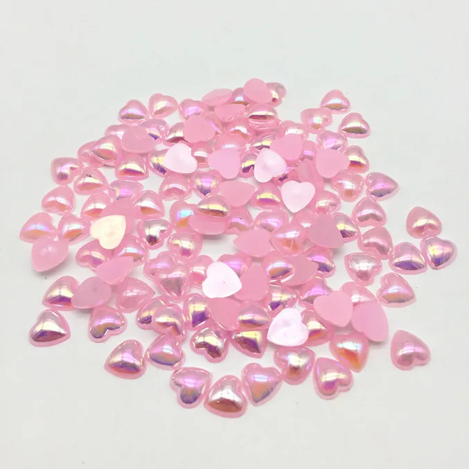 Pink 100 шт 8 мм AB цвета смолы сердце Flatback кабошоны украшения для открытки, Скрапбукинг свадебные поделки - Цвет: Pink