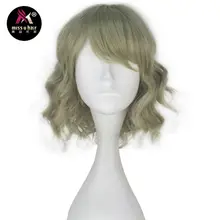 Miss U волосы девушка взрослых унисекс Синтетических Короткие вьющиеся светло-зеленый ролевая игра волос игры Косплэй парик партии