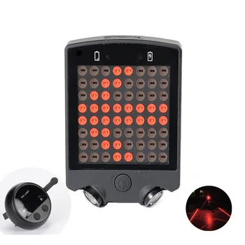 

64 LED Laser Bicycle Rear Tail Light Bike Turn Signals Safety Warning USB Recharge Lights With Wireless Remote &T8