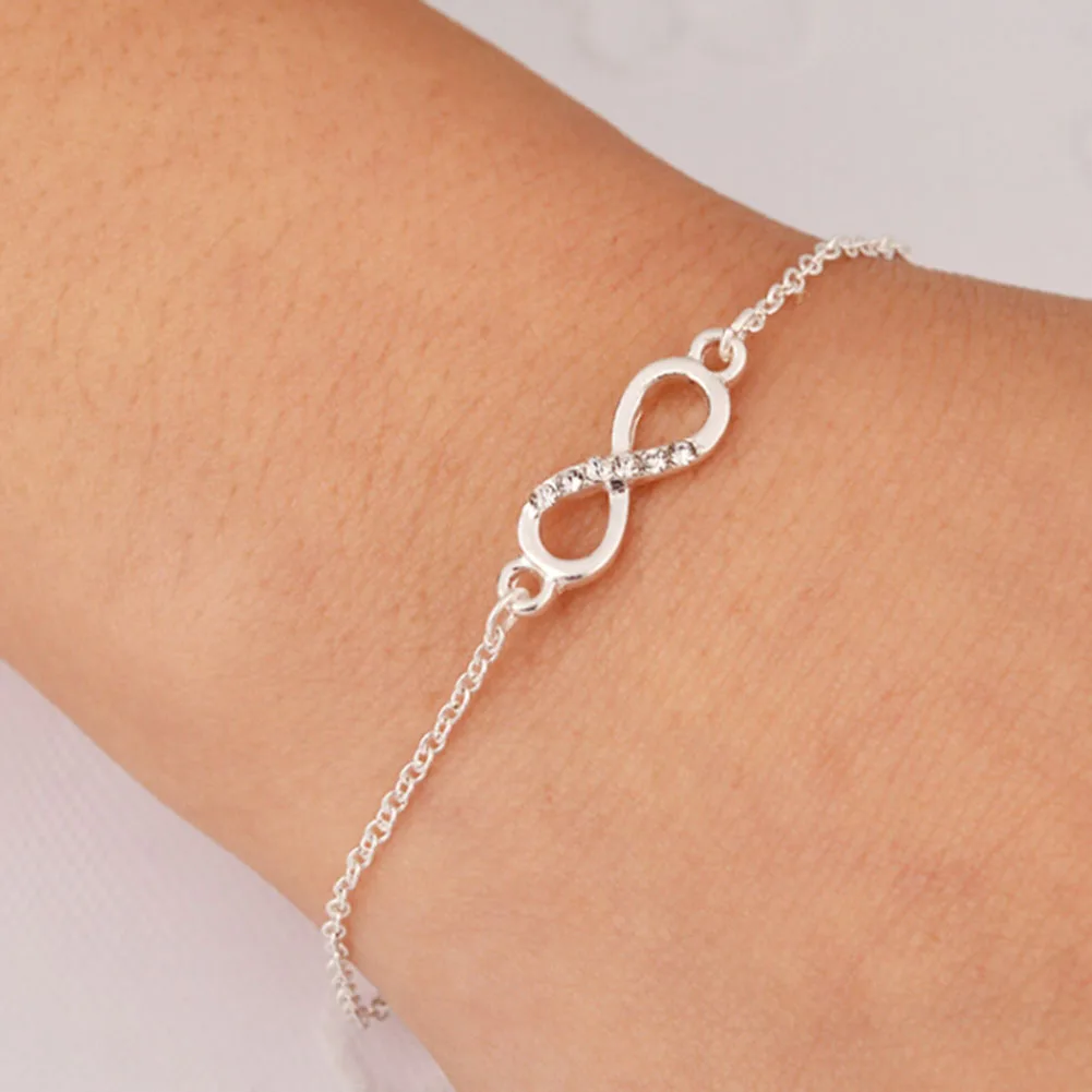 Silver Plated Number 8 Endless Bracelet For Women Forever Eternal