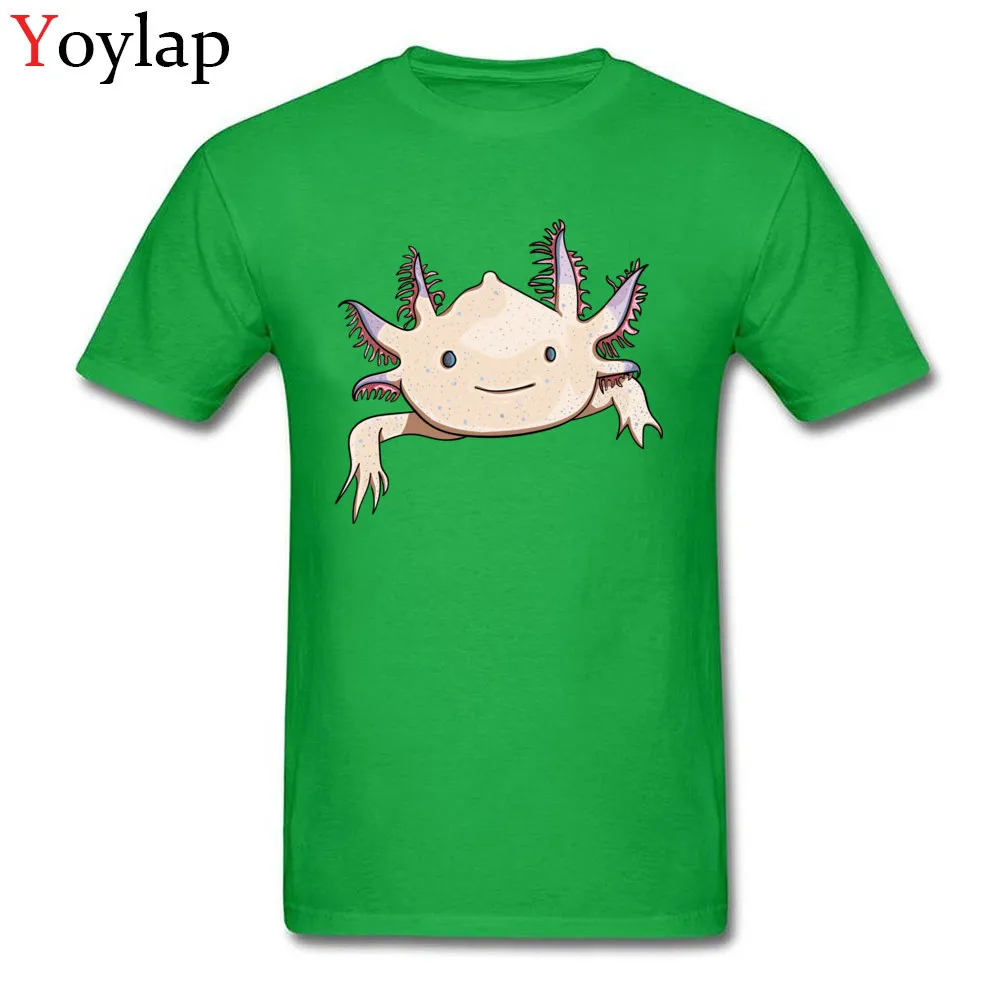 Pure Cotton Tops Shirts Axolotl Friend for Men Casual T-shirts Cool Fitted O Neck Short Sleeve Tee Shirt Top Quality green