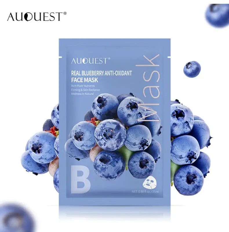 blueberry 10pcsAuQuest лечение лица Гиалуроновая кислота VC черника Шелк Отбеливающая маска против морщин отшелушивающая маска для лица - Цвет: blueberry