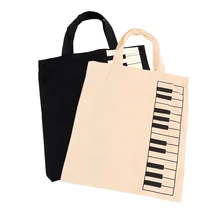 1 шт., повседневная сумка для покупок, Портативная сумка из хлопка и льна, музыкальная сумка с изображением клавиатуры, модные музыкальные сумки для женщин