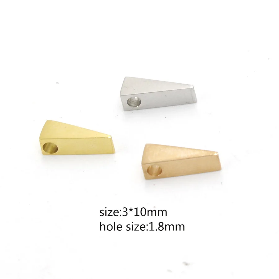 

20pc 3*10mm Gold/steel Color Stainless steel Material small Triangle beads Charm For Necklace DIY Women Handmade Jewelry Making